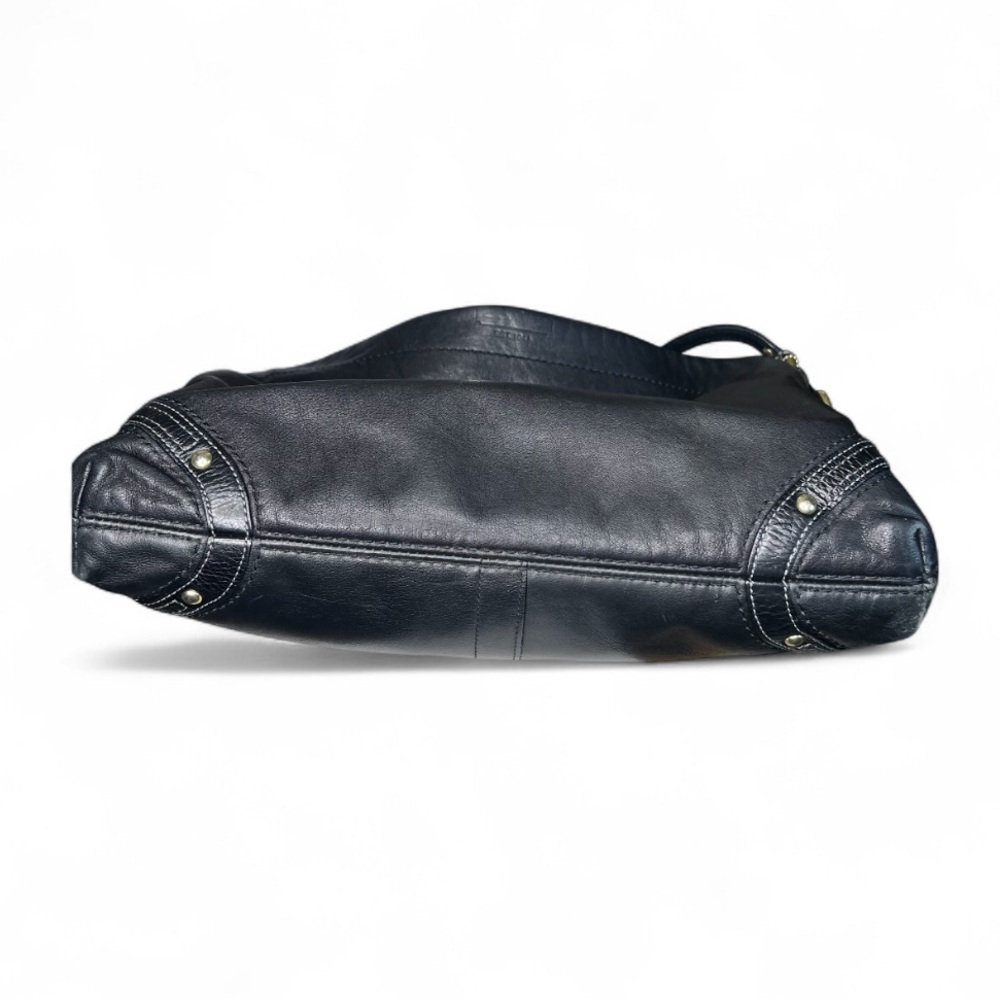 Coach Carly Black Leather Hobo Bag with Brass Details - Picture 6 of 8